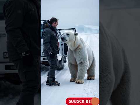 Mother polar bear begs for help to save her trapped cub😭 #polarbear #rescuevideos #animals #ytshorts