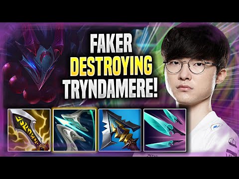 FAKER DESTROYING WITH TRYNDAMERE! - T1 Faker Plays Tryndamere MID vs Viktor! | Season 2022