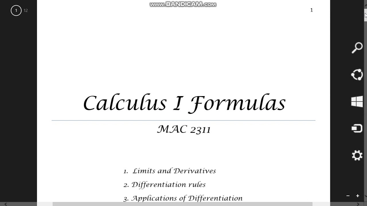 MTH101 All Formulas Used in Calculus and Analytic Geometry | PDF File With Download Link 2020 |