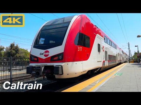 Caltrain, San Francisco to Mountain View California, Stadler KISS, 4K Train Ride
