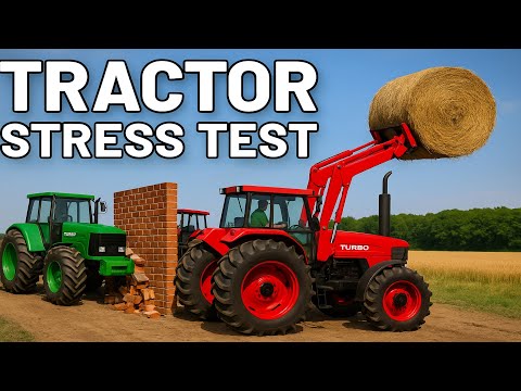 Turbo Tractors Stress Test - Heavy Load & Brick Wall Challenge | Farm Machinery in Action