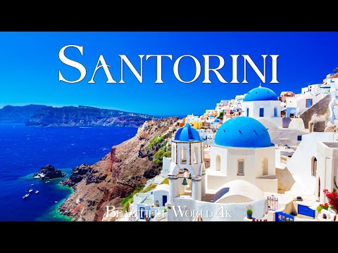 FLYING OVER SANTORINI (4K UHD) - Relaxing Music Along With Beautiful Nature Videos - 4K Video HD