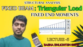 Lecture-3 : FIXED BEAM CARRYING A TRIANGULAR LOAD IIFixed End Moments II SA II by G.M.Basha II