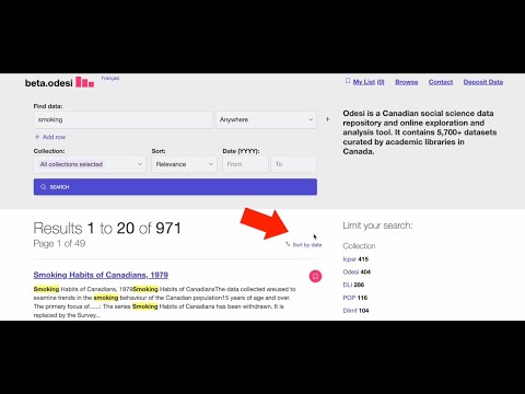 Navigating Dataset Results in Odesi