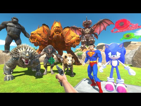 Jurassic World Evolution FPS Avatar Rescues Superman and Sonic - Animal Revolt Battle Simulator