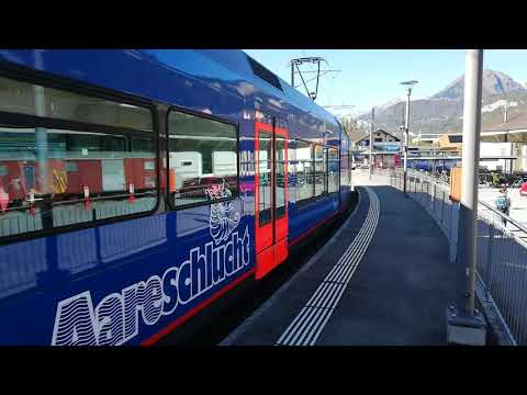 Abfahrt des Be 2/6 13 in Meiringen