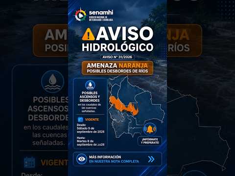 Crecida de ríos amenaza a poblaciones de La Paz, Cochabamba y Santa Cruz