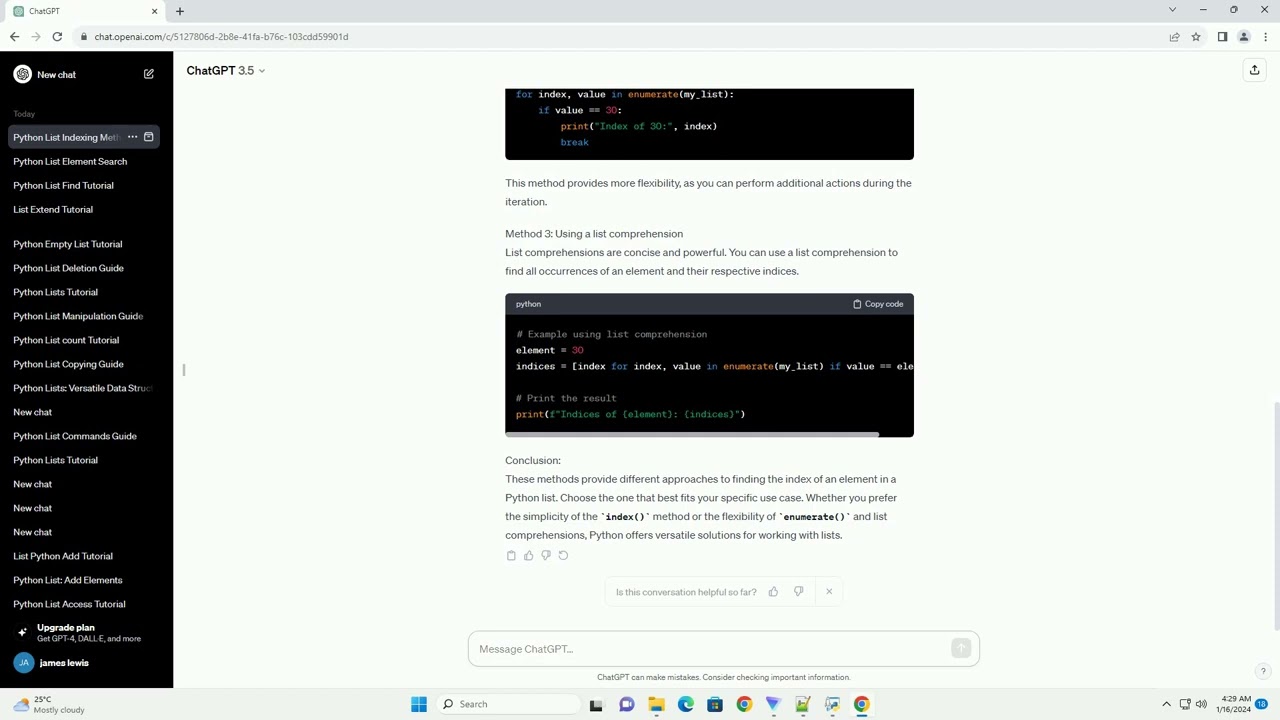 list python find index