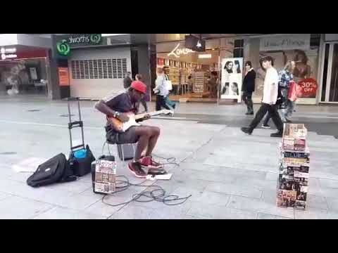 Busking during the Fringe festival @ Rundle Mall CBD Adelaide South -1990 Fender Strat Plus