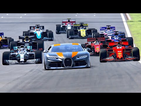 Bugatti Chiron Super Sport 300+ vs F1 2019 Cars - Spa