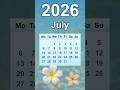 July 2026 Calendar