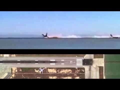 Asiana Airlines Flight 214 Crash Landing Stabilized plus Top View