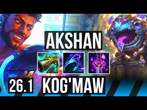 AKSHAN vs KOG'MAW (MID) | Good KDA: 18/2/4 | KR Master | 26.1