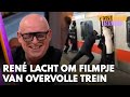 René lacht om filmpje van overvolle trein: 'Dit kan toch niet?!' | VANDAAG INSIDE