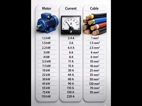Motor के लिए सही Cable और Current कैसे चुनें? | Motor, Current & Cable Selection Chart