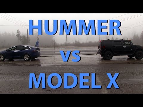 Tesla Model X vs Hummer H2 и Toyota Land Cruiser