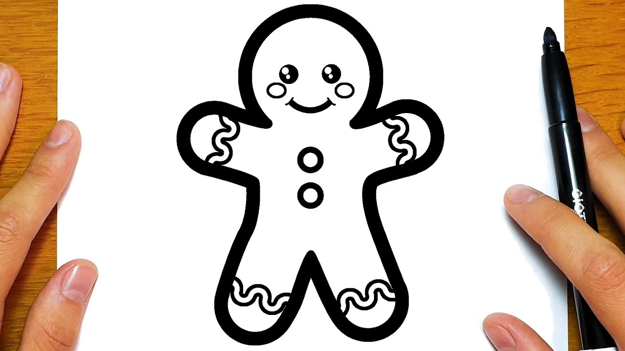 COME DISEGNARE UN OMINO DI PAN DI ZENZERO PER NATALE | Disegni facili ed educativi
