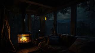 Rain and Fireplace Ambience on a Quiet Forest Night | Cozy Forest Rain for Peaceful Sleep