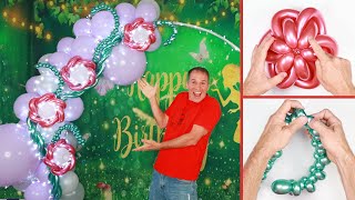 DECORACIONES PARA CUMPLEAÑOS (Como hacer flores con globos 🌸😊) decoración con globos Gustavo gg