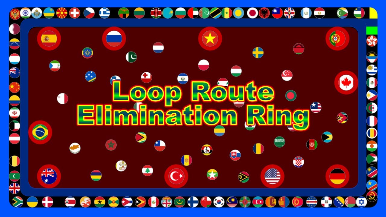 Loop Route Elimination Ring ~200 countries marble race~ in Algodoo | Marble Factory