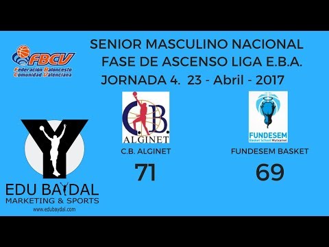 FASE ASCENSO EBA. CLUB BALONCESTO ALGINET - FUNDESEM BASKET INNOVA MUTXAMEL. JORNADA 4