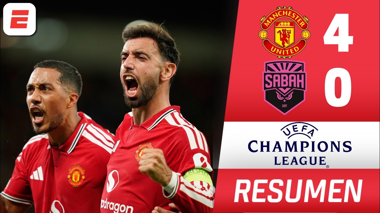 MANCHESTER UNITED GOLEA al SABAH en CHAMPIONS con un GOLAZO de BRUNO FERNANDES | Champions League