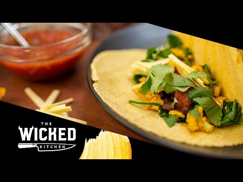 Cauliflower-Tofu Scramble That Actually Looks Like Eggs (Vegan Breakfast Tacos)