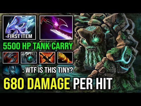 WTF First Item Moon Shard 100% Max Speed Tree Cleave Hit Like a Truck Tiny 5500 HP Tank Carry Dota 2