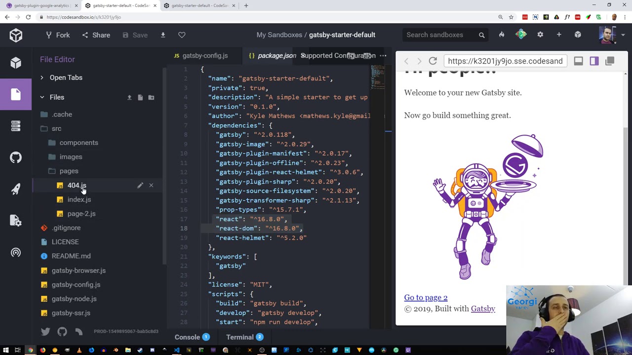 Trying out Gatsby in CodeSandbox io