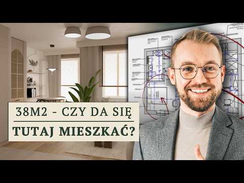 Small apartment 38 m² – living room arrangement with kitchenette + bedroom | Krakow