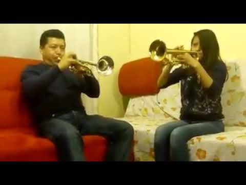 Cecilia caridad y Eloy Pérez, padre e hija trompetistas