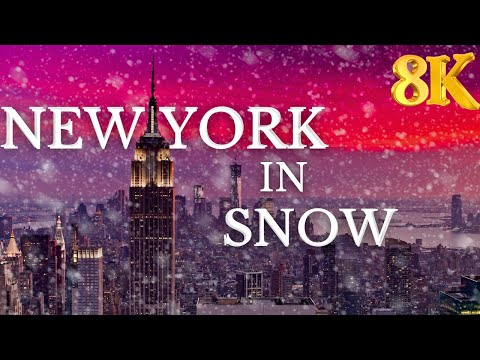 New York in Ultra HD 8K HDR Dolby Vision, New York City Snowfall Christmas Eve with Soft Piano Music