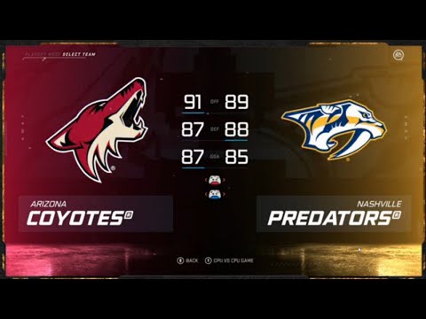 Arizona Coyotes @ Nashville Predators game 1 NHL playin round simulation