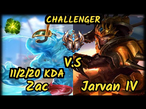 Lamabear (ZAC) vs JARVAN IV - 11/2/20 KDA JUNGLE CHALLENGER GAMEPLAY - EUW