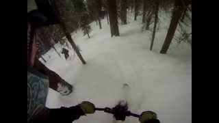 preview picture of video 'first run thru Ambassadors glade at 2011 dmr snow bike fest'