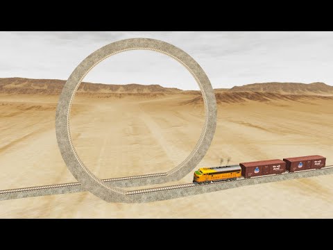 Impossible Loop Rail Tracks Vs Trains Crossing Rescue   BeamNG Drive