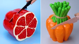 🥕🍎🍆Yummy Fondant Fruit Cake Decoration Ideas | Oddly Satisfying Cake Decorating Hacks