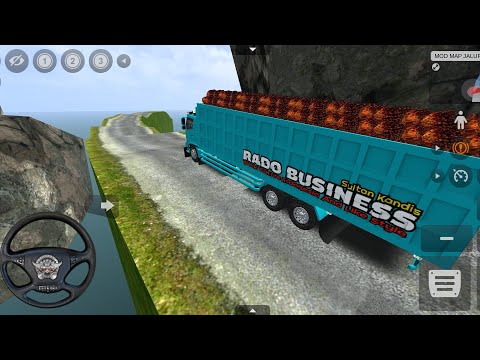 Hino C6 tronton truck loaded with palm oil, on an extremely dangerous hill route | game bussid