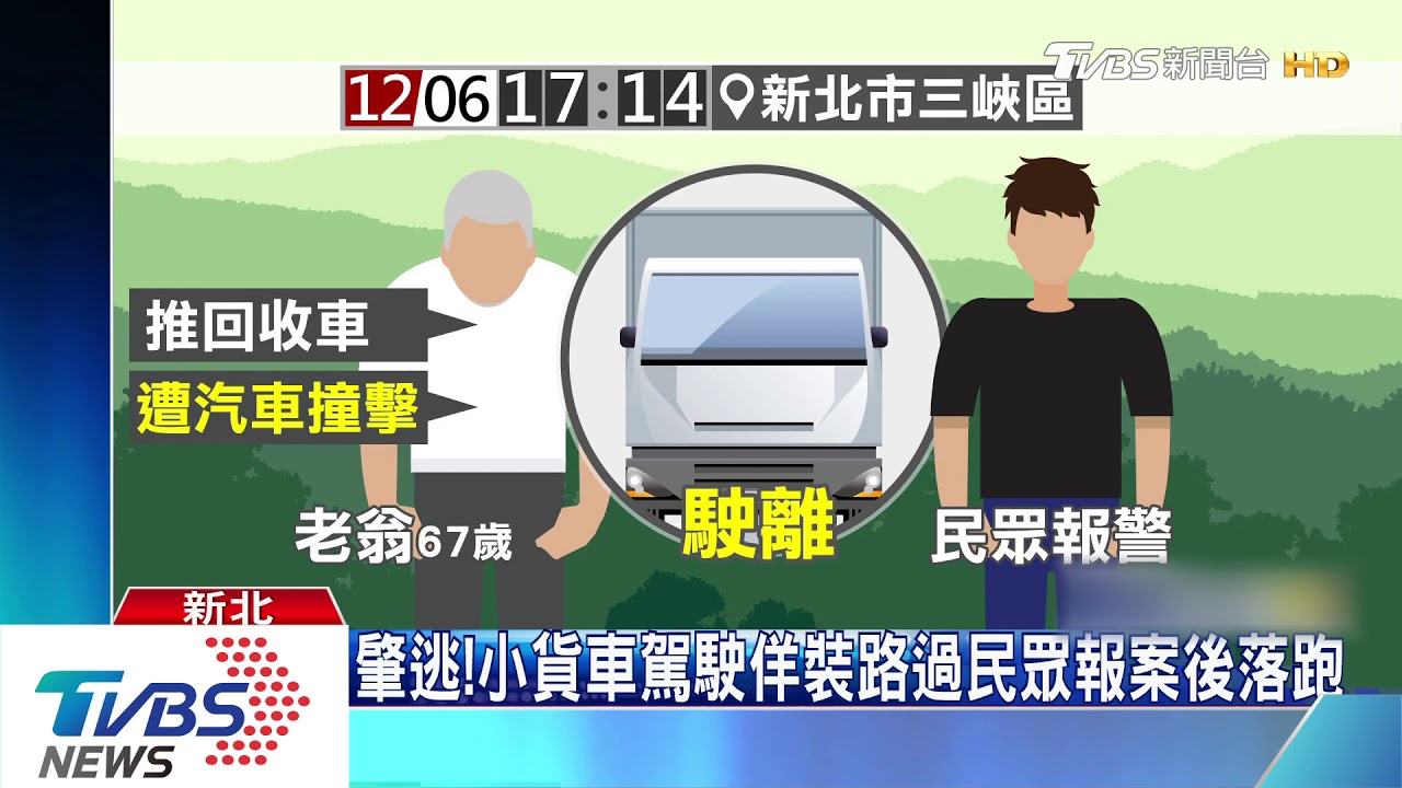 命危!老翁推回收車 遭小貨車撞擊肇逃