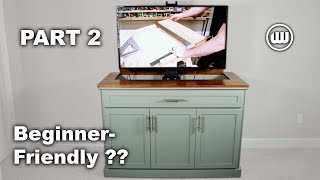 How to Build a TV Lift Cabinet - Part 2 | Beginner-Friendly Woodworking Project With a Free Plan