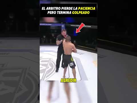 Peleador agrede al árbitro por detener el combate #mma #ufc #kickboxing