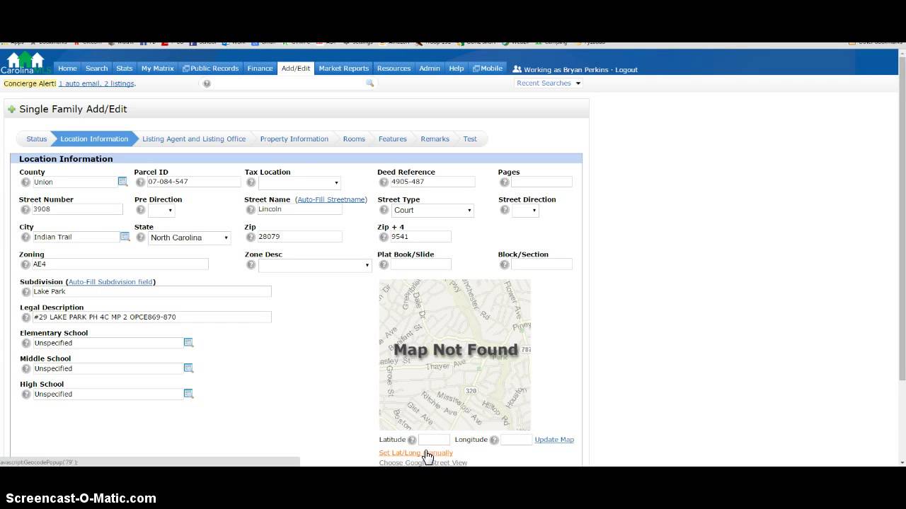 Matrix™ Minute Set Map Location For Listings