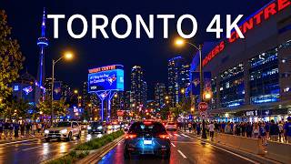 Toronto Night Drive 4K 🇨🇦 | Blue Jays Game Night Through Downtown Toronto