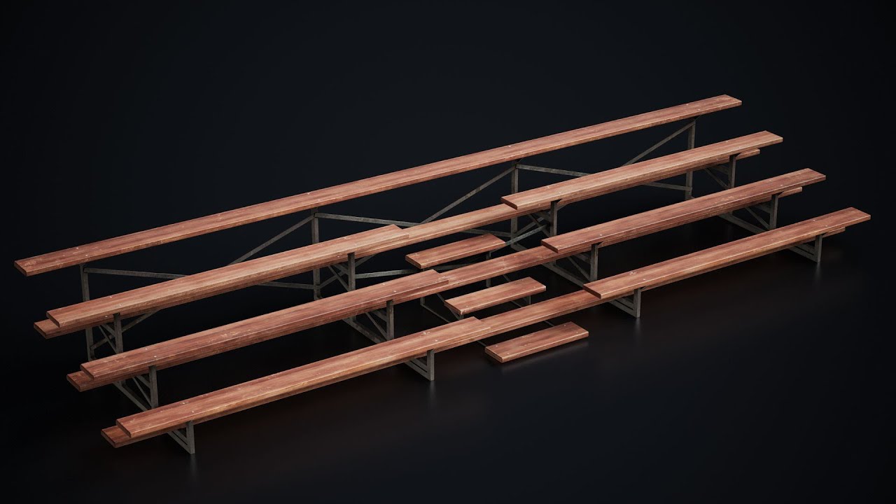 Metal School Bleachers 1 3D Model