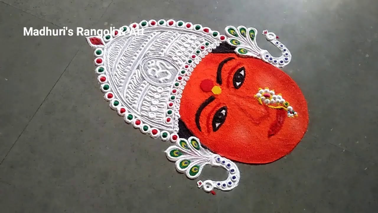 portrait rangoli design for pooja mohatadevi goddess by madhur