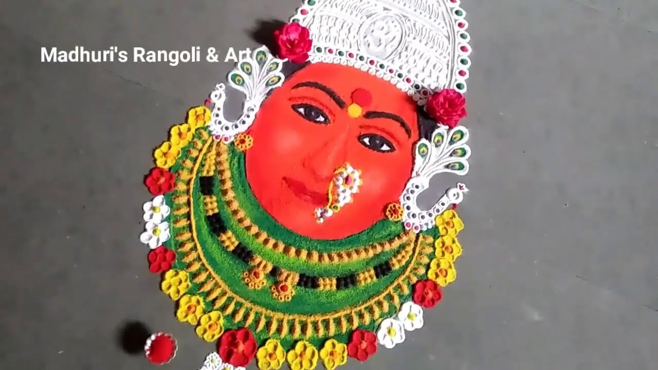 portrait rangoli design for pooja mohatadevi goddess by madhur