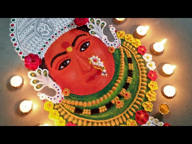 Portrait rangoli design for pooja mohatadevi goddess by madhur