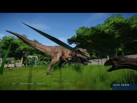 Jurassic World Evolution: Indoraptor vs tyrannosaurus rex (Base genome)