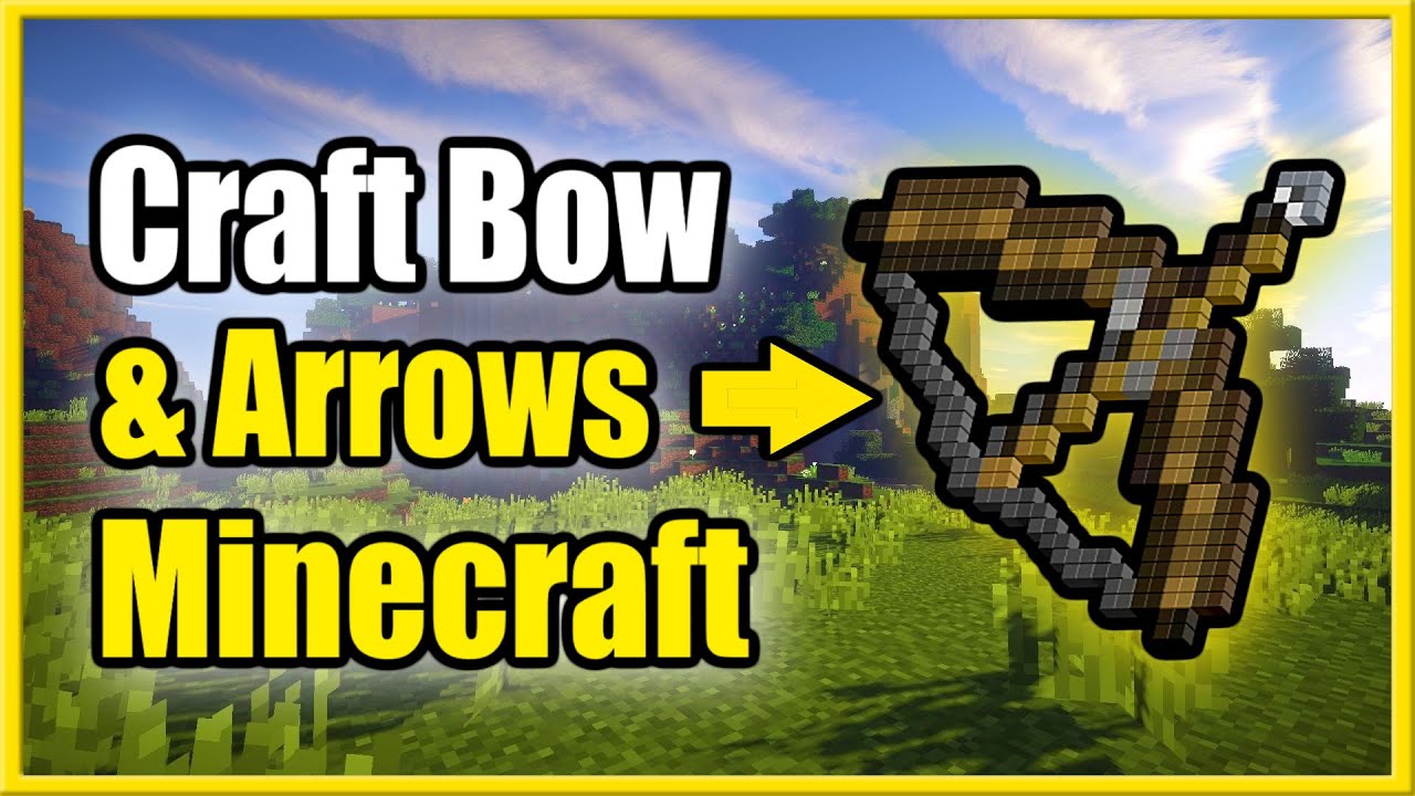 How to Make a BOW and Arrows in Minecraft Survival (Recipe Tutorial)