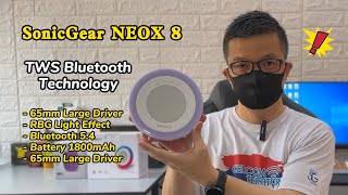 SonicGear Neox 8 Bluetooth Bedside Speaker | Deep Bass 10W | RGB Lights | TWS Wireless Pairing